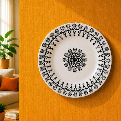 Prato Decorativo Prato Parede com Suporte Design Elegante Branco Folk Móveis