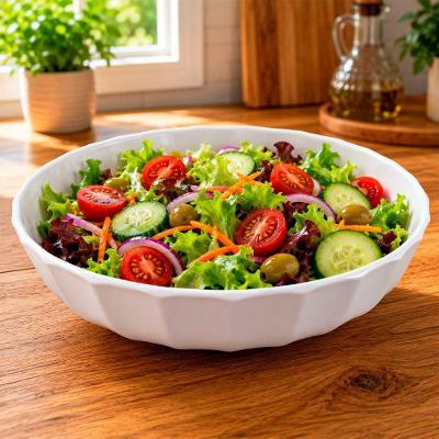 Tigela Bowl Saladeira Gourmet em Melamina Design Moderno para Servir Alimentos Branco Bon Gourmet
