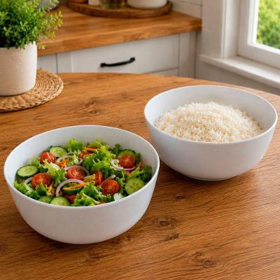 Tigela Bowl Grande Saladeira Melamina Leve Resistente Durável para Servir Alimentos Branca Kit 4