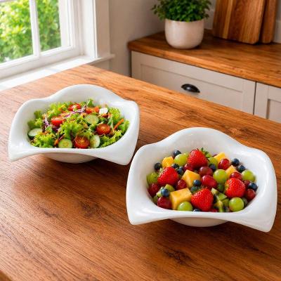 Tigela Bowl Saladeira Bowl Grande com 1,5L Melamina Resistente Kit 2 Peças para Servir Branca