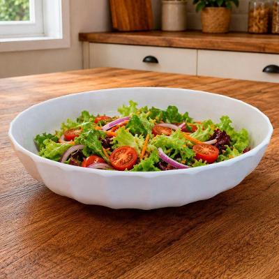 Tigela Bowl Saladeira Gourmet em Melamina Design Moderno para Servir Frutas e Massas 3200ML Branca