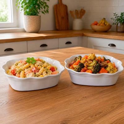 Tigela Bowl Saladeira Quadrada 1L Kit 8 Peças em Melamina Resistente para Servir Alimentos Branco