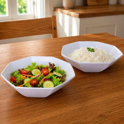 Tigela Saladeira Bowl em Melamina Resistente para Servir Alimentos Cozinha Branca Kit 4 Peças