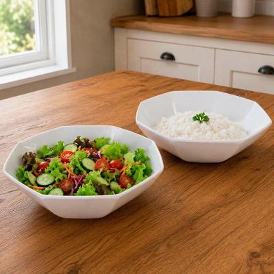 Tigela Saladeira Bowl em Melamina Resistente para Servir Alimentos Branca Kit 6 Peças
