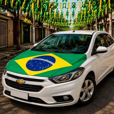 Capa para Capô Bandeira Brasil Torcedor Universal para Diversos Carros em Poliéster 120cm X 160cm