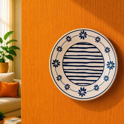 Prato Decorativo com Suporte para Parede em Cerâmica Branco Donna