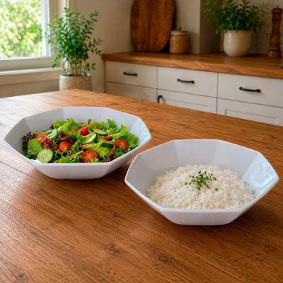 Tigela Saladeira em Melamina Bowl 3,6L Resistente Kit 2 Peças para Servir Alimentos Branco