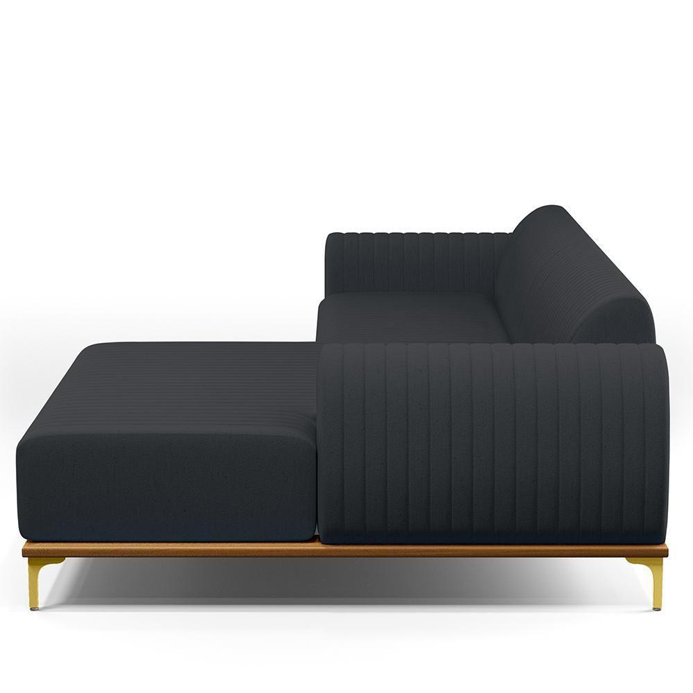 Sofá 3 Lugares Com Chaise Direito 245cm Chumbo - 5