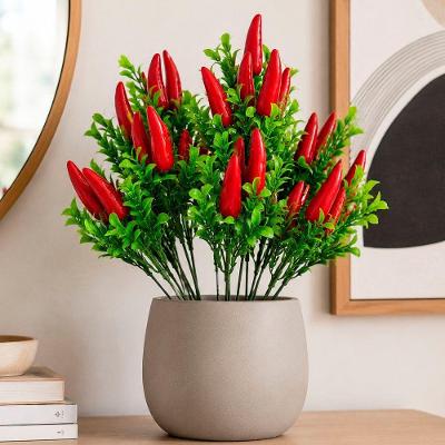 Enfeite Pimenta Artificial Decoração Aparência Realista 40cm Kit 4pçs Vermelho com Folhas Verdes