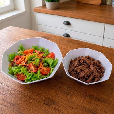 Jogo de Tigela e Saladeira em Melamina para Servir Alimentos Resistente Kit 2 Peças Branco