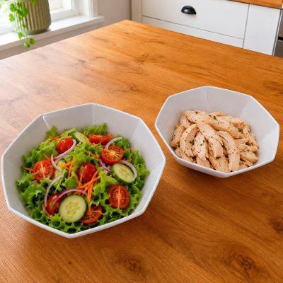 Jogo de Tigela Saladeira em Melamina Branca Kit 2 Peças para Servir Frutas e Massas Cozinha Branco