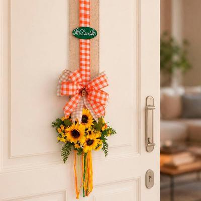 Escapulário Lar Doce Lar Decoração para Porta 2,5m Bege e Laranja e Verde Loja Doce Lar