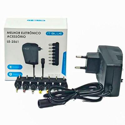 Fonte de Alimentação Universal Tensão Regulável Bivolt 30W Preto