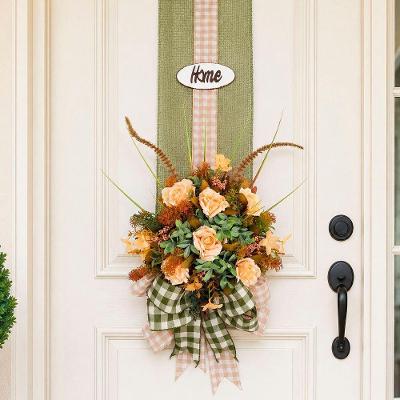 Escapulário Home Decoração Flores Tecido Verde e Amarelo Home A.S