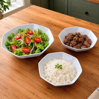 Jogo de Tigela Saladeira em Melamina Resistente Kit 3 Peças para Cozinha Branco