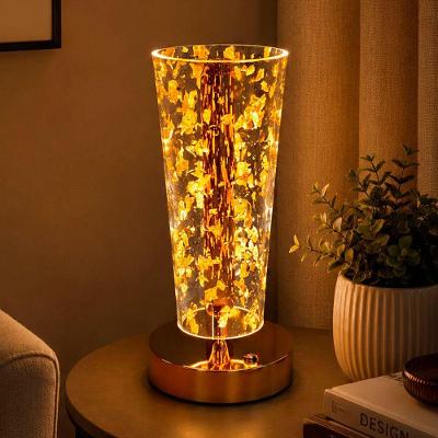 Luminária de Mesa LED 3 Funções Acrílico Recarregável Via USB Uso Interno Dourado