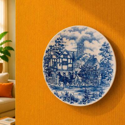 Prato Decorativo com Suporte para Parede em Cerâmica Branco É Decoração