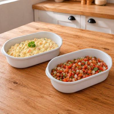 Travessa em Melamina Kit 6 Peças 1,3L para Servir Saladas e Petiscos de Alta Durabilidade Branca