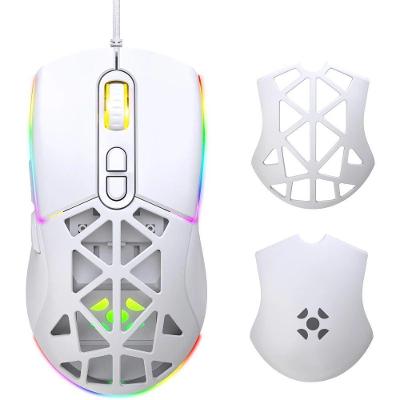 Mouse Gamer Fortrek Striker com Fio DPI 12800 RGB Colmeia Ultraleve Branco