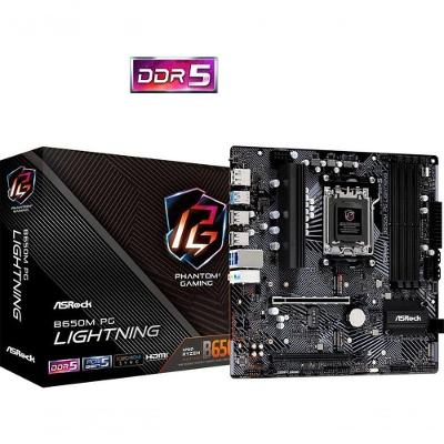 Placa Mãe Asrock B650M PG LIGHTNING com DDR5 7200MHz e USB-C e 2.5Gigabit LAN e HDMI Displayport