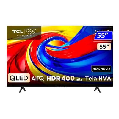 QLED Smart TV TCL 55P7L 55" 4K Ultra HD QLED Preto Google TV Wi-Fi 220V