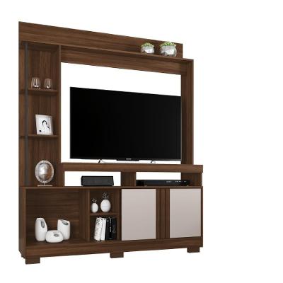 Estante Home Marbella 1 Porta 2 Prateleiras MDF 145CM Café com Tubo Metálico Marbella