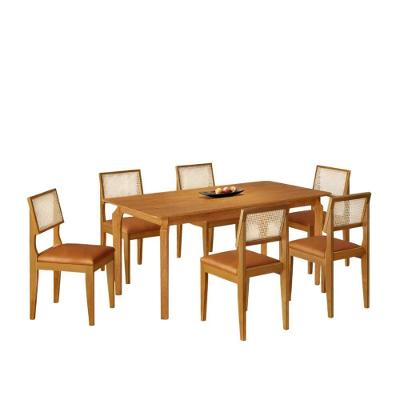 Mesa de Jantar Lorena 6 Lugares Retangular MDF 160CM Cinamomo Lorena Móveis