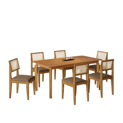 Mesa de Jantar Lorena 6 Lugares Retangular MDF 160CM Cinza com 6 Cadeiras Turmalina
