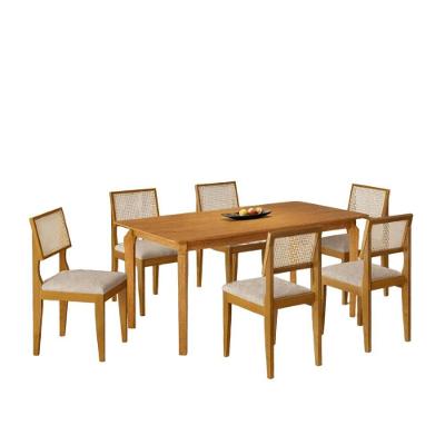 Mesa de Jantar Lorena 6 Lugares Tampo Cinamomo com Cadeiras Estofadas Cappuccino Lorena Móveis