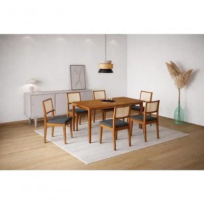 Mesa de Jantar Lyz 4 Lugares com Cadeiras em MDF Cinza 160CM Lé Charme's