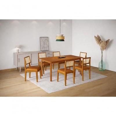 Conjunto de Jantar Lyz 4 Lugares Mesa 160x80CM MDF com Vidro Serigrafado Cinamomo