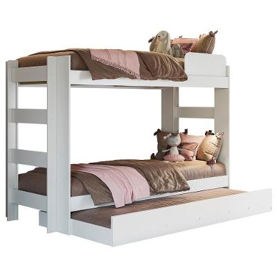 Treliche Solteiro Max com Escada Reversível MDF Branco 96CM 3 Camas