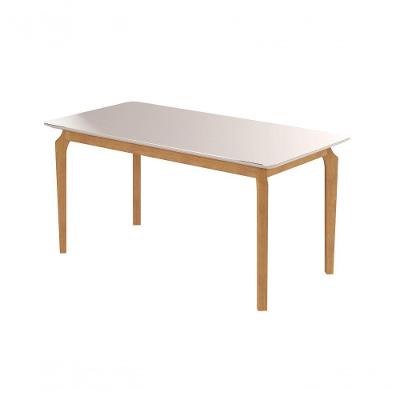 Mesa de Jantar Lyz 4 Lugares Retangular MDF com Vidro Off White Off! 160CM
