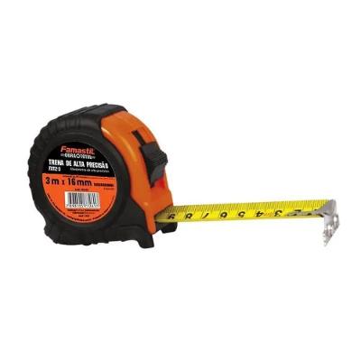 Trena Manual T2-3 Corpo Emborrachado Fita de Aco Sistema de Trava Preto Famastil 3M X 16MM