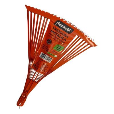 Vassoura Metálica para Folhas Famastil com 22 Dentes Laranja