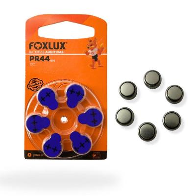 Bateria Auditiva Foxlux PR44 - ZA675 com Zinco-Ar para Aparelhos Auditivos 6 Unidades Azul