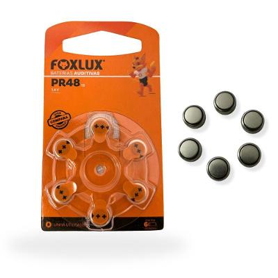 Bateria Auditiva Foxlux PR48 para Aparelhos Auditivos ZA13 com Tecnologia Zinco-Ar 6 Unidades