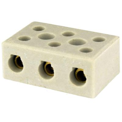 Conector de Porcelana Tripolar Foxlux 10MM com Conexão Segura Branco 50 Unidades