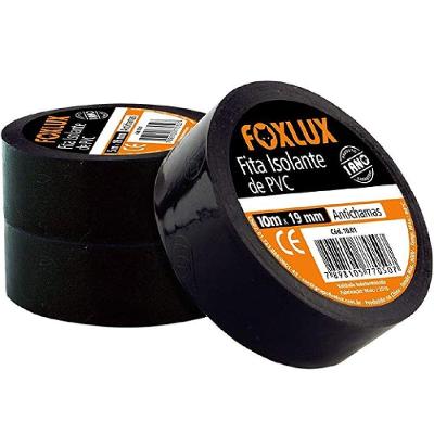 Fita Isolante Pvc Antichamas Isolamento Elétrico Preto Foxlux 19MM 10UN