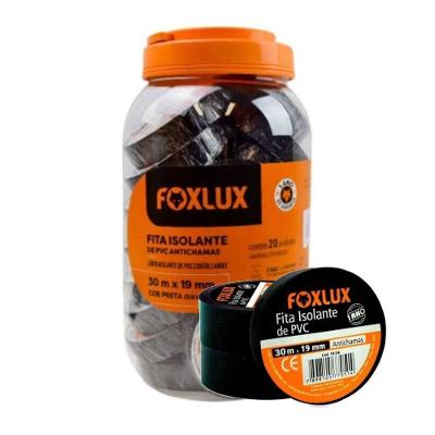 Fita Isolante Foxlux PVC Antichamas com Aderência Eficiente Preta 7500V 20 Unidades 30M