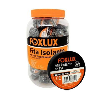 Fita Isolante Foxlux PVC Antichamas Isolamento Eficiente Preta Kit 25 un 20M