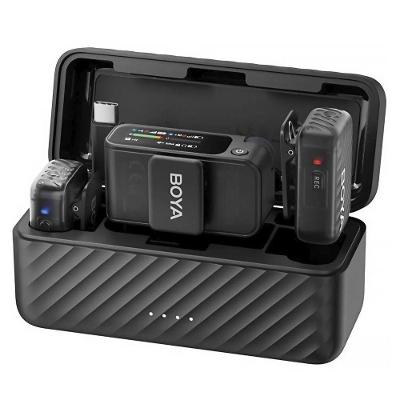 Microfone Lapela sem Fio Boyamic Lighting 2-01 USB-C com Áudio de Alta Qualidade Preto Boya
