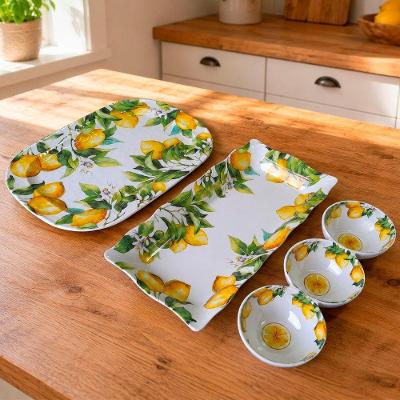 Petisqueira Travessa Bandeja Sicília 3 Peças Melamina para Servir Alimentos e Decoração Branco