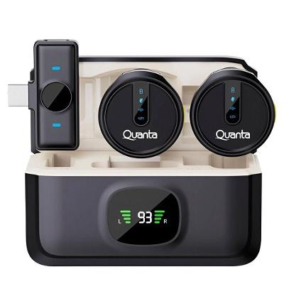 Microfone sem Fio QTMDM30 Alta Sensibilidade Redução de Ruído Preto Quanta