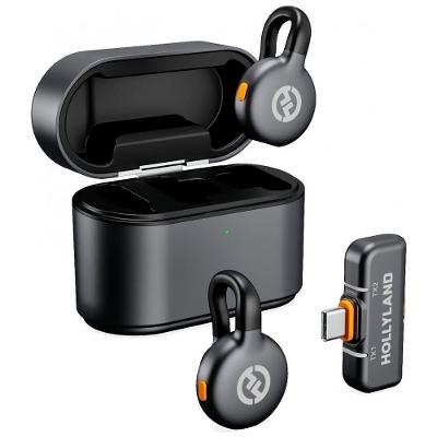 Microfone sem Fio Lark M2S Lavalier Duo com Áudio Profissional e USB-C Cinza Hollyland