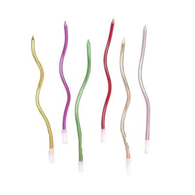 Vela de Aniversário Espiral Metalizada 15,5cm Kit 6 Unidades Colorido Extra Festas