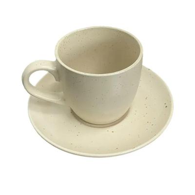 Xícara com Pires 280ML Cerâmica para Café Ou Chá Off White Wellmix