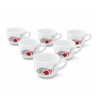 Xícara Scarlet Bliss 6 Unidades Vidro Opalino para Café Diário Branca Fratelli