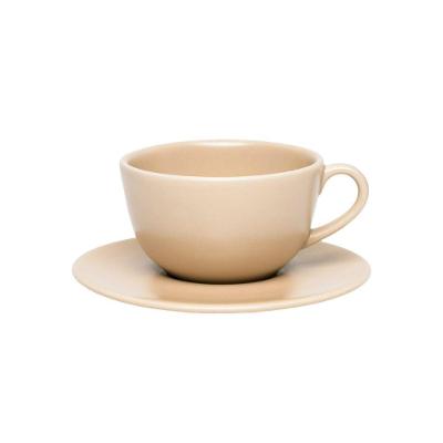 Xícara para Chá com Pires Unni 200ML em Cerâmica com Efeito Acetinado Merengue Oxford