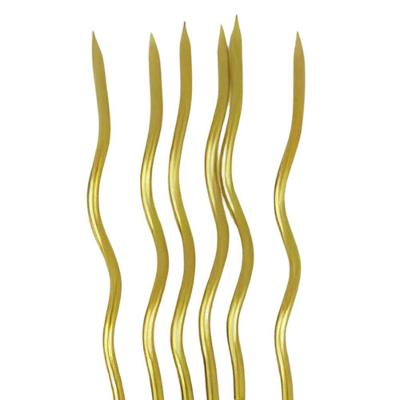 Vela de Aniversário Espiral Ondulada Metalizada Kit 6 Unidades Dourado Extra Festas